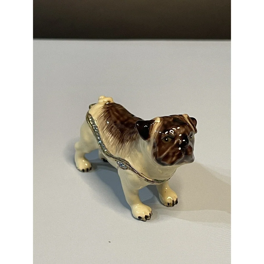 Pug Jeweled Trinket Box with Crystals Out Of Box